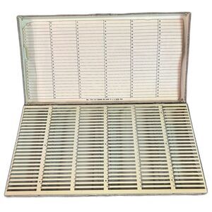 Vintage LOGAN Deluxe 35 mm Slide Tray File Metal Box Holds 150 Blank Title Page